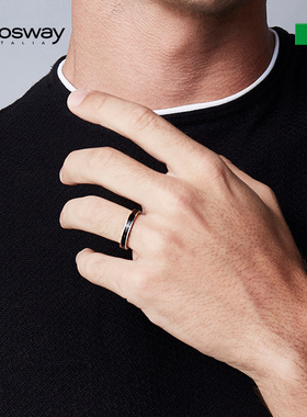 brosway黑戒指指环男情人节礼物