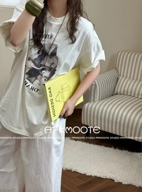 印花简约上衣T恤宽松街头风女t恤