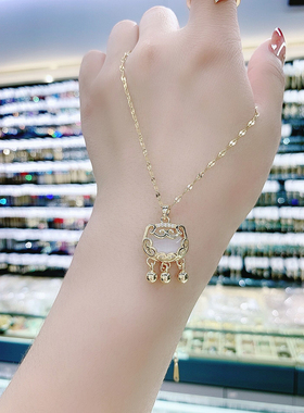 钛钢祥云如意平安锁项链