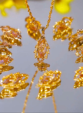 钛钢不掉色金枝玉叶吊坠项链女