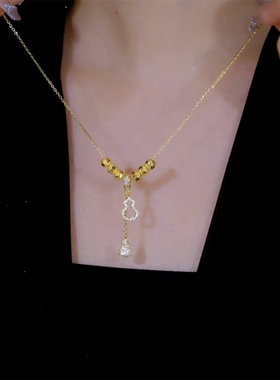 设计感六福珠微镶葫芦项链女