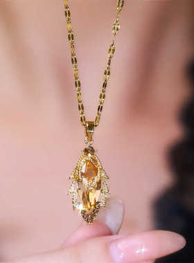 金枝玉叶吊坠钛钢项链女