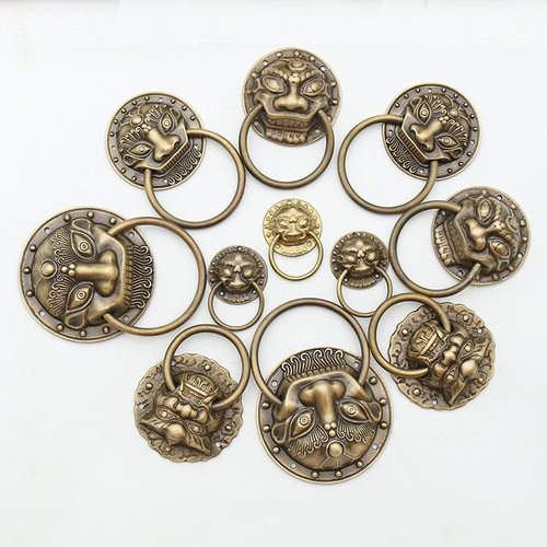 中式仿古小兽头抽屉门环铜拉手古典装饰拉环大门纯铜老虎头门把手 - 图3