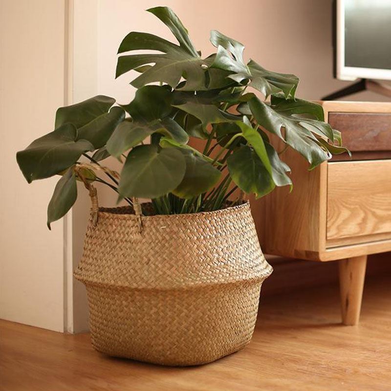 Hanging Flower Pot Seagrass Balcony Basket Rattan Plant-图3