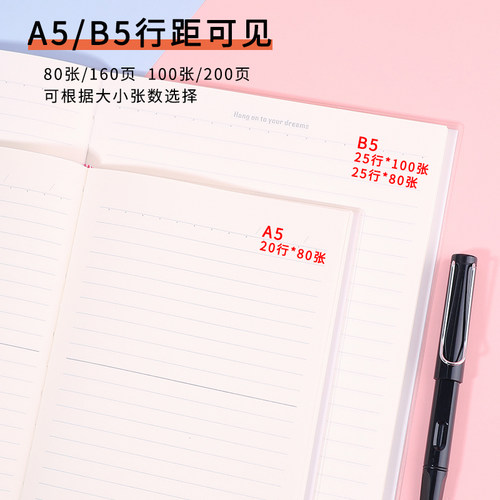 加厚笔记本a5/b5胶套简约记事本大学生考研本子16开大号厚本子 - 图2