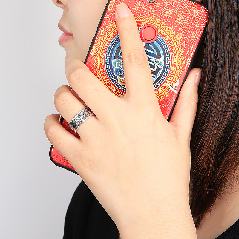 纯银男士貔貅般若波罗蜜多情侣对戒 凡蝶戒指/指环