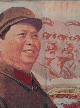 马列毛头红色怀旧收藏宣传画刺绣织锦画客厅装饰画90*60cm