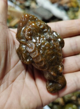 玉石原石仿古玉岫玉雕W玉金蟾手