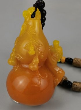 仿玉石原石寿山石雕田黄石黄龙玉葫芦貔貅手把件挂绳随机送