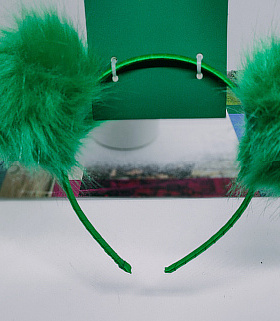 出口原单仿狐狸毛绿色节日头箍