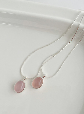 S925纯银粉色玉髓项链