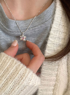 925纯银粉锆星星项链女ins轻奢小众设计气质简约轻奢锁骨链百搭潮