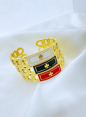 欧美TB小众简约镶嵌珐琅釉手镯