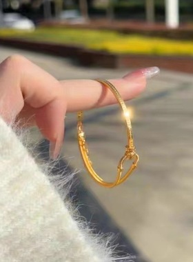 越南沙金弹簧马蹄扣仿黄金手镯