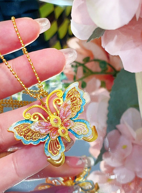 金店同款沙金蝴蝶吊坠