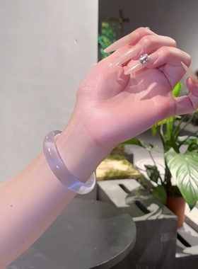 白月光紫罗兰手镯女士冰种玉镯子