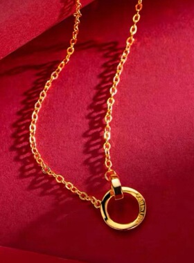 越南沙金双环莫比乌斯吊坠项链