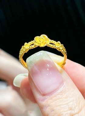 金店同款真爱玫瑰开口戒指