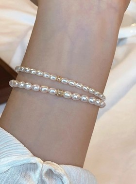 s925纯银天然淡水小米珍珠手链