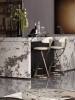 Italian simple stainless steel high stool bar chair light luxury high-end home hotel leather bar chair backrest