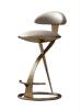 Italian simple stainless steel high stool bar chair light luxury high-end home hotel leather bar chair backrest