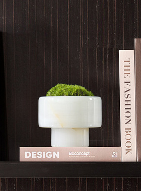 新中式大理石花器售楼处样板房青苔花盆质感艺术插花装饰桌面摆件