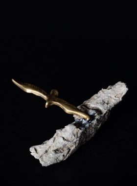 壹铭汇新中式天然石质铜物装饰摆件样板间售楼处书房案几软装饰品