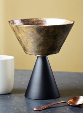 壹铭汇新中式黄铜黑底酒店售楼处客厅茶几糖果碗软装果盘装饰摆件