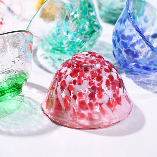 aderia石冢硝子津轻玻璃杯茶杯四季酒杯彩色手工杯清酒杯日式木盒 - 图1