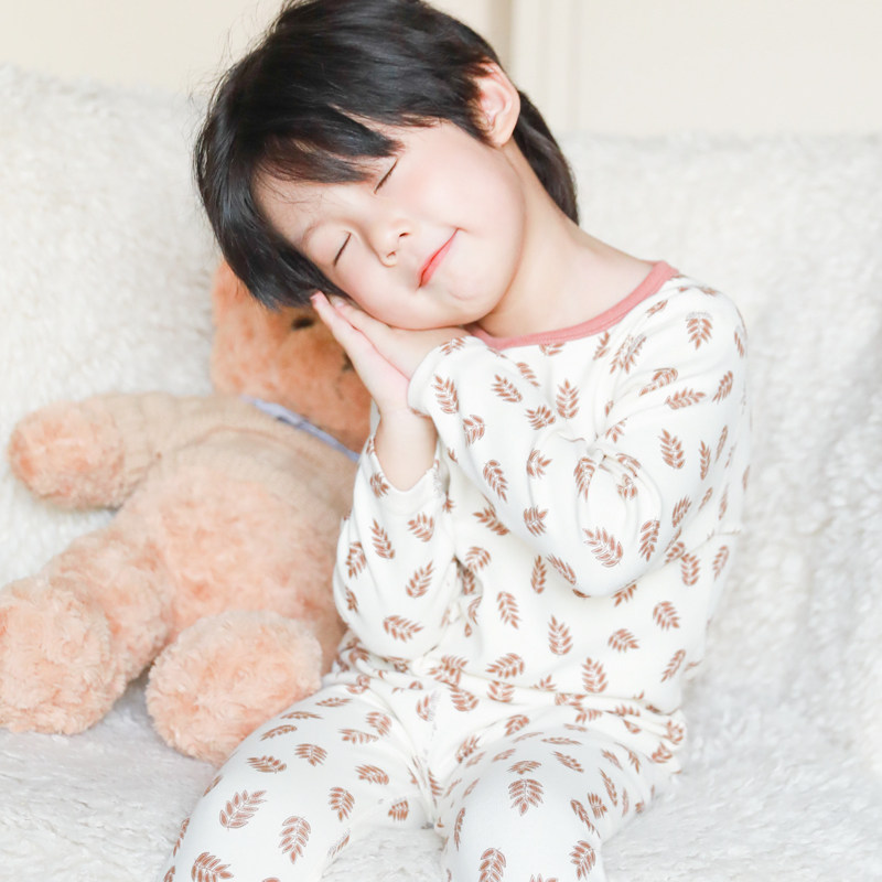 【280G特价】儿童家居服套装宝宝睡衣纯棉男童秋衣秋裤 白底叶子,淘宝优惠券,粉丝福利购,淘宝优惠卷