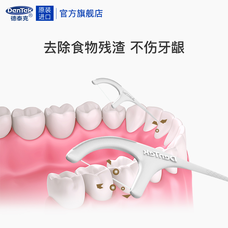 德泰克Dentek进口薄荷牙线棒超细家用家庭装双线扁线后牙正品含氟 - 图1