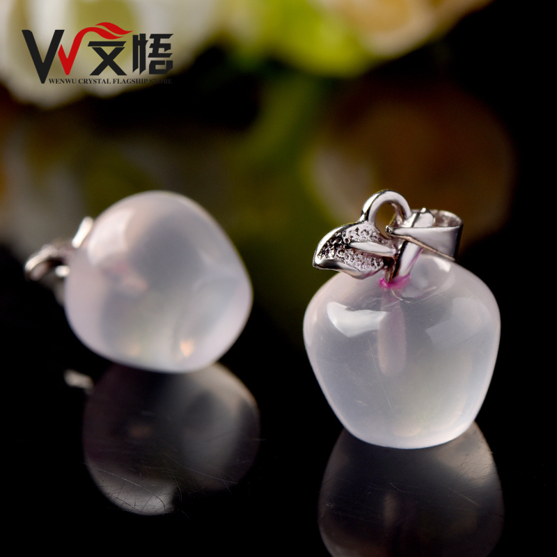 饰品项链配饰情侣礼物项坠 diy 粉水晶小苹果吊坠女粉晶芙蓉晶 文悟 饰品项链配饰情侣礼物项坠 diy 粉水晶小苹果吊坠女粉晶芙蓉晶 文悟