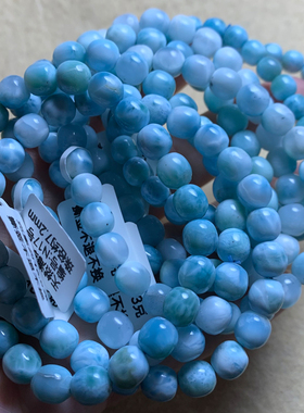 天然拉利玛海纹石桶珠手链