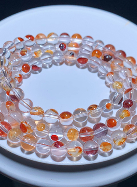 天然胶花三圈巴西手链红鸩羽手串