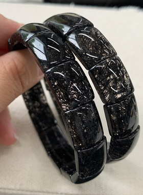 天然满发包裹黑发晶手牌单圈水晶