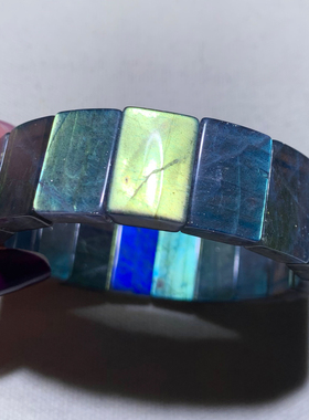 天然拉长石手排冰种彩光强光水晶