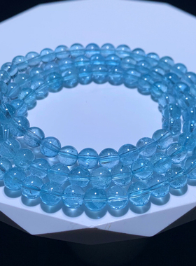 天然冰透体碎冰托帕石三圈手链女