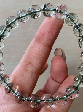 天然满天星绿幽灵单圈水晶手链女