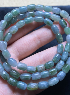 天然西瓜双色蓝绿色碧玺桶珠三圈