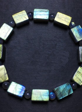 天然拉长石冰种灰月光方块手链