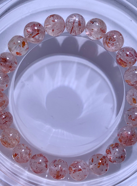 天然草莓长石云母片手链赤铁矿女