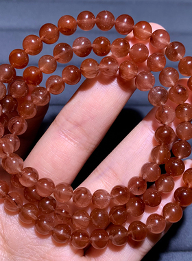 天然顺发橘兔毛三圈手串柔顺水晶