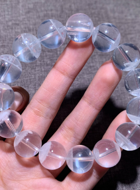 天然月光白幽灵手链千层山水晶女