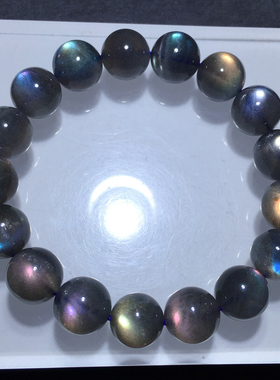 天然紫彩拉长石手串时尚饰品情侣