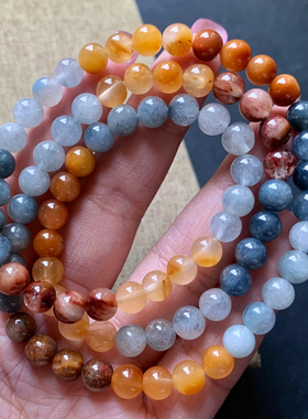 天然彩兔毛三圈手链饰品送礼物女