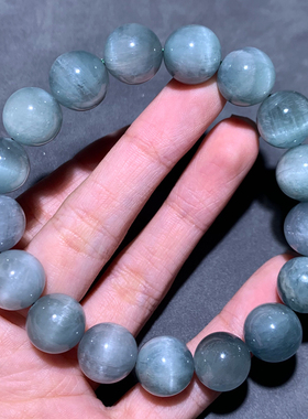 天然猫眼绿锂辉石手链礼物情侣款