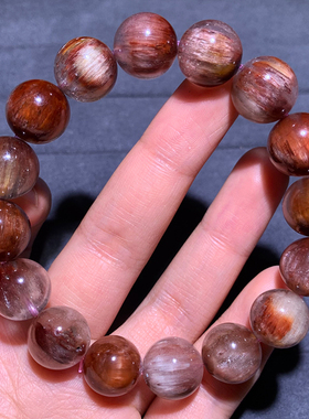 天然顺发紫粉兔毛猫眼单圈手链