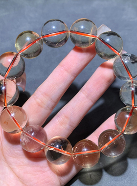 天然透体黄水晶手链单圈黄海胆