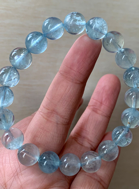 天然巴西云母冰透海蓝宝手链饰品