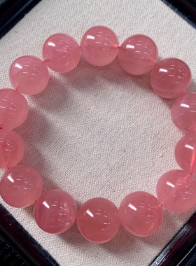 天然马达加斯粉水晶单圈手链粉晶